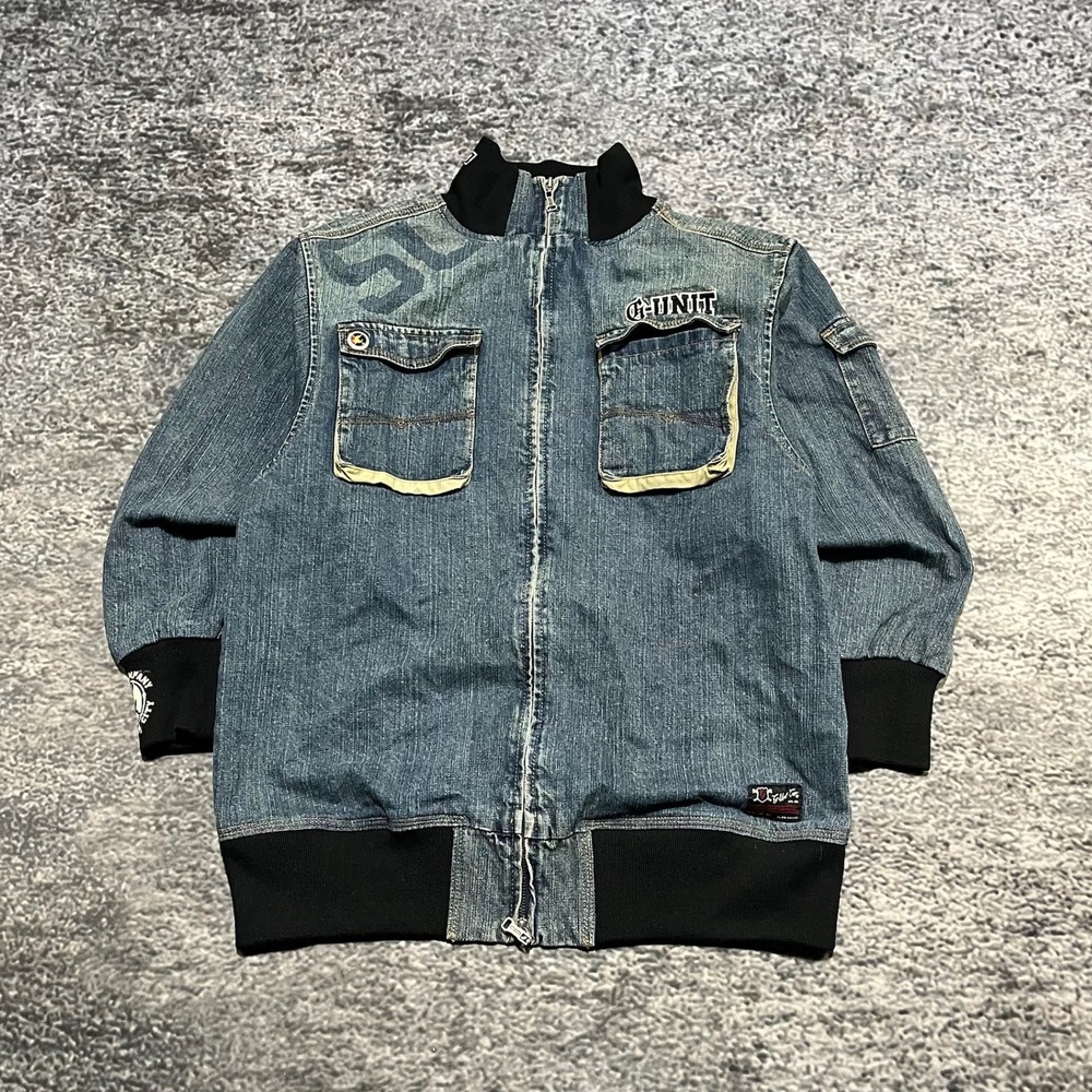 Vintage G-Unit Denim Jacket Youth Large Blue Full Zip Hip-Hop Y2K 2000s